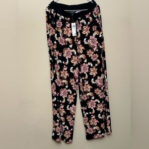 Lauren Ralph Lauren Black Floral Wide-Leg Lounge Pants